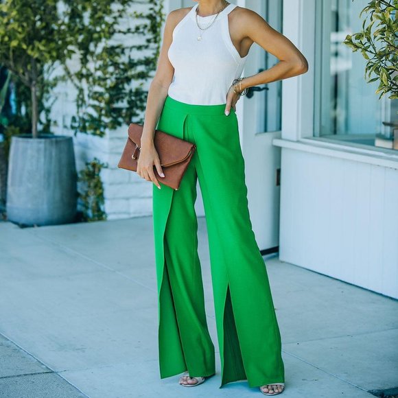 NWOT VICI SUPERFLY CULOTTE PANTS - KELLY GREEN - Picture 1 of 2